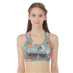 Cute Bird Pattern Sports Bra with Border