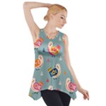 Cute Bird Pattern Side Drop Tank Tunic