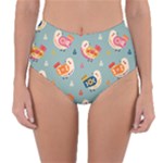 Cute Bird Pattern Reversible High-Waist Bikini Bottoms