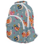 Cute Bird Pattern Rounded Multi Pocket Backpack