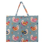 Cute Bird Pattern Zipper Large Tote Bag