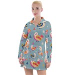 Cute Bird Pattern Women s Long Sleeve Casual Dress