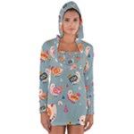 Cute Bird Pattern Long Sleeve Hooded T-shirt