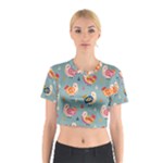 Cute Bird Pattern Cotton Crop Top