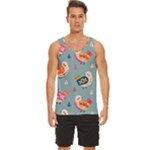 Cute Bird Pattern Men s Wide Collar Tank Top