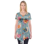 Cute Bird Pattern Short Sleeve Tunic 