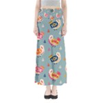 Cute Bird Pattern Full Length Maxi Skirt