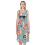 Cute Bird Pattern Midi Sleeveless Dress