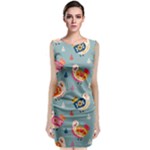 Cute Bird Pattern Classic Sleeveless Midi Dress