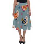 Cute Bird Pattern Perfect Length Midi Skirt