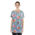 Cute Bird Pattern Skirt Hem Sports Top