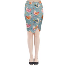 Cute Bird Pattern Midi Wrap Pencil Skirt from ArtsNow.com