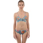 Cute Bird Pattern Wrap Around Bikini Set