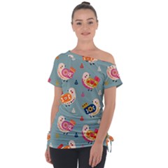 Off Shoulder Tie-Up T-Shirt 