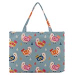 Cute Bird Pattern Zipper Medium Tote Bag