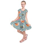 Cute Bird Pattern Kids  Short Sleeve Dress