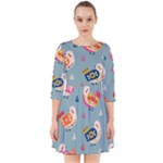 Cute Bird Pattern Smock Dress