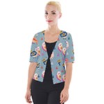 Cute Bird Pattern Cropped Button Cardigan