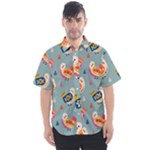 Cute Bird Pattern Men s Short Sleeve Shirt