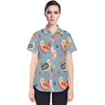 Cute Bird Pattern Women s Short Sleeve Shirt