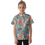 Cute Bird Pattern Kids  Short Sleeve Shirt