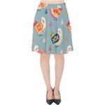 Cute Bird Pattern Velvet High Waist Skirt