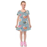 Cute Bird Pattern Kids  Short Sleeve Velvet Dress