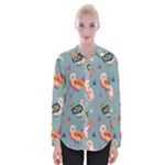 Cute Bird Pattern Womens Long Sleeve Shirt