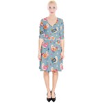 Cute Bird Pattern Wrap Up Cocktail Dress