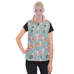 Cute Bird Pattern Women s Button Up Vest from ArtsNow.com