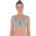 Cute Bird Pattern Cross String Back Sports Bra