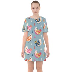 Sixties Short Sleeve Mini Dress 