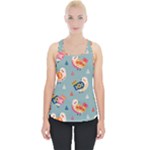 Cute Bird Pattern Piece Up Tank Top