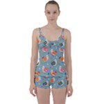 Cute Bird Pattern Tie Front Two Piece Tankini