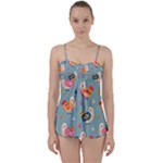 Cute Bird Pattern Babydoll Tankini Set