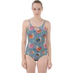 Cute Bird Pattern Cut Out Top Tankini Set