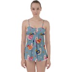 Cute Bird Pattern Babydoll Tankini Top