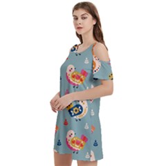 Women s Cold Shoulder Round Neck Mini Dress 