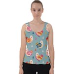 Cute Bird Pattern Velvet Tank Top