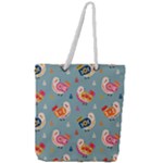 Cute Bird Pattern Full Print Rope Handle Tote (Large)