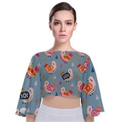 Tie Back Butterfly Sleeve Chiffon Top 