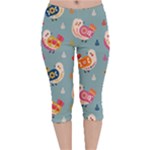 Cute Bird Pattern Velvet Capri Leggings 