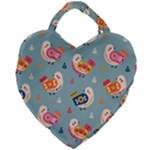 Cute Bird Pattern Giant Heart Shaped Tote