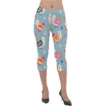 Cute Bird Pattern Lightweight Velour Capri Leggings 