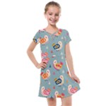 Cute Bird Pattern Kids  Cross Web Dress