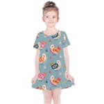 Cute Bird Pattern Kids  Simple Cotton Dress