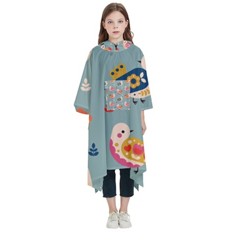 Cute Bird Pattern Kids  Hooded Rain Ponchos from ArtsNow.com