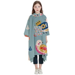 Cute Bird Pattern Kids  Hooded Rain Ponchos from ArtsNow.com