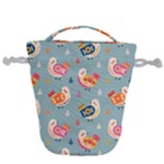 Cute Bird Pattern Drawstring Bucket Bag