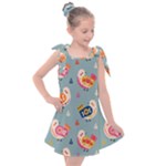 Cute Bird Pattern Kids  Tie Up Tunic Dress